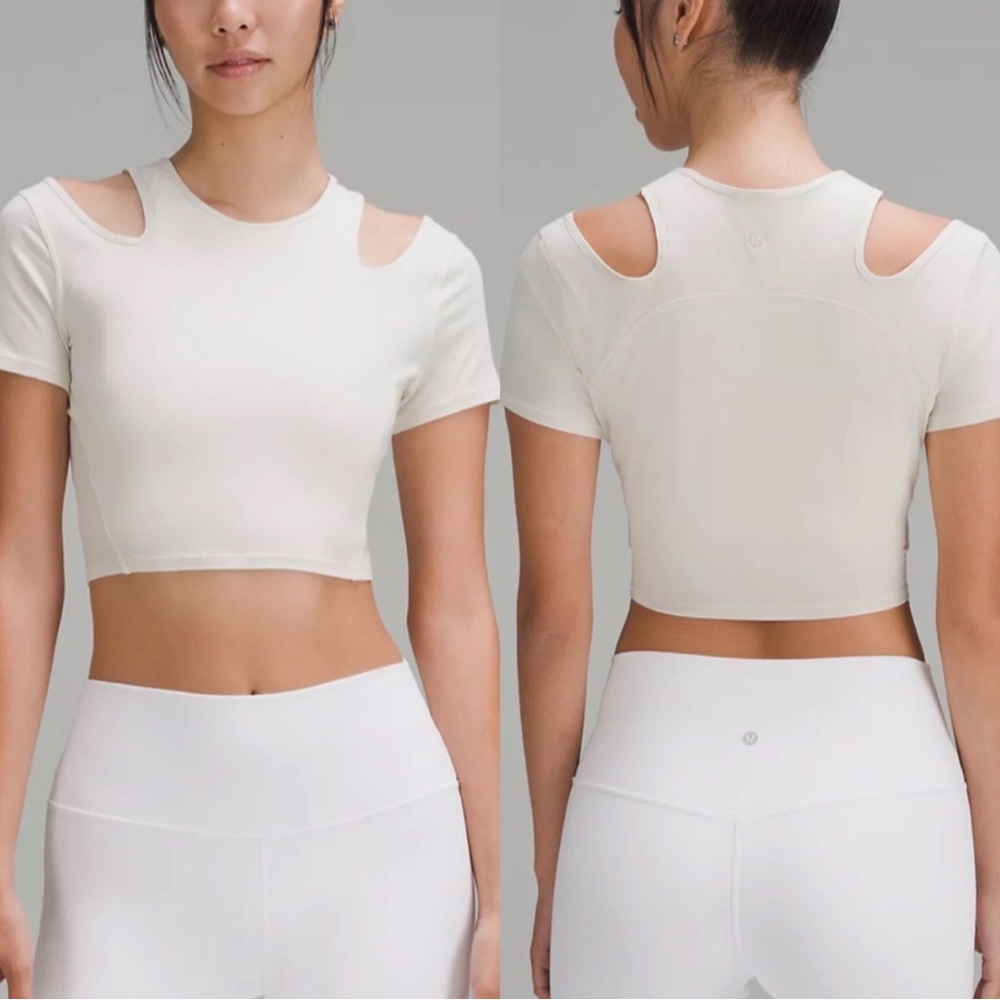 Lululemon Shoulder Cut-Out Yoga T-Shirt in Bone (off white)